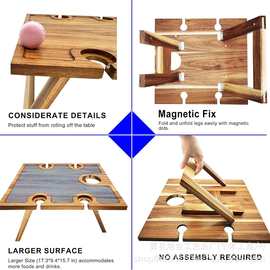 木质便携式葡萄酒野餐桌可折叠吃饭床托盘浪漫晚餐海滩露营折叠桌