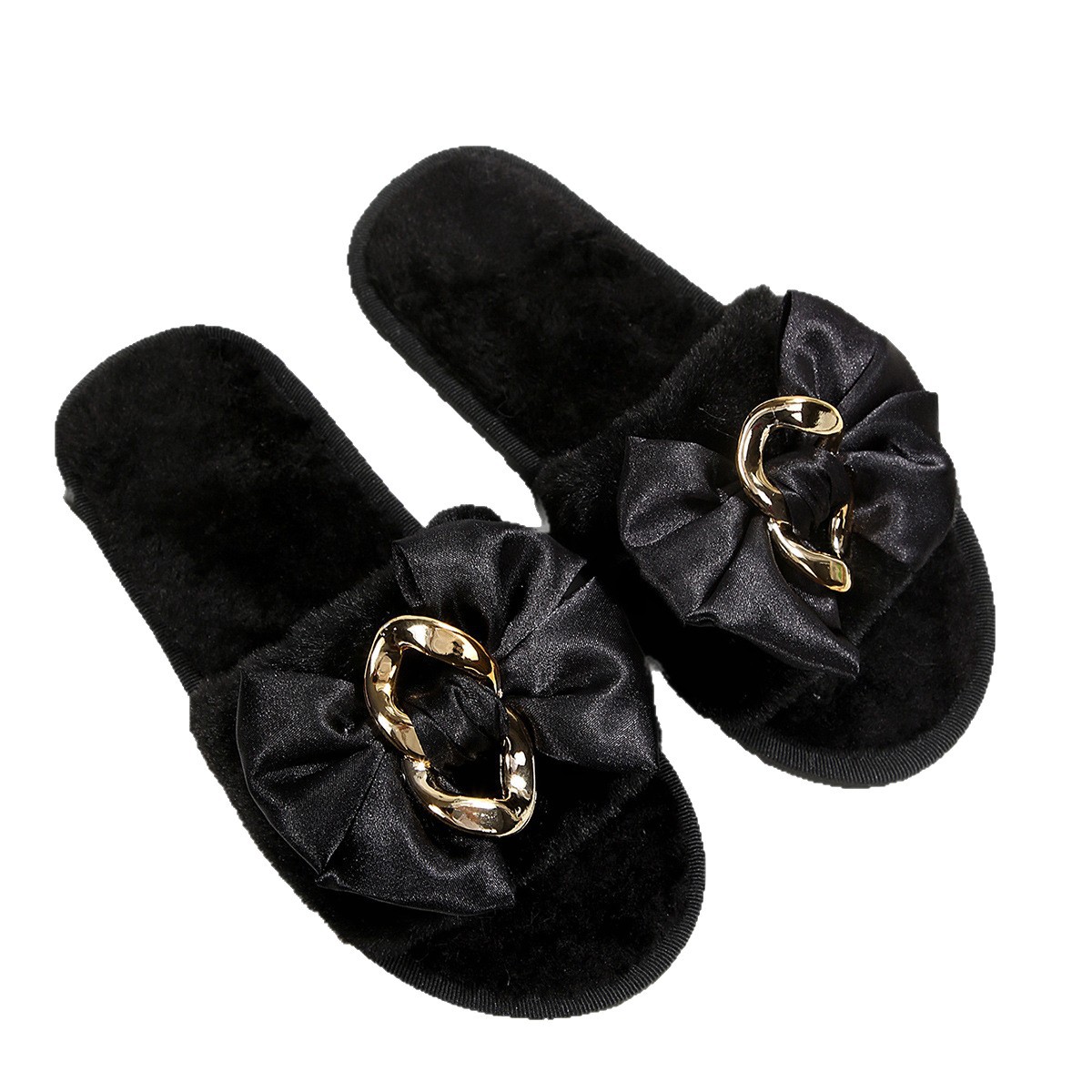 Zapatillas de Peluche para Mujer con Puntera Abierta y Suela Gruesa para Uso Diario