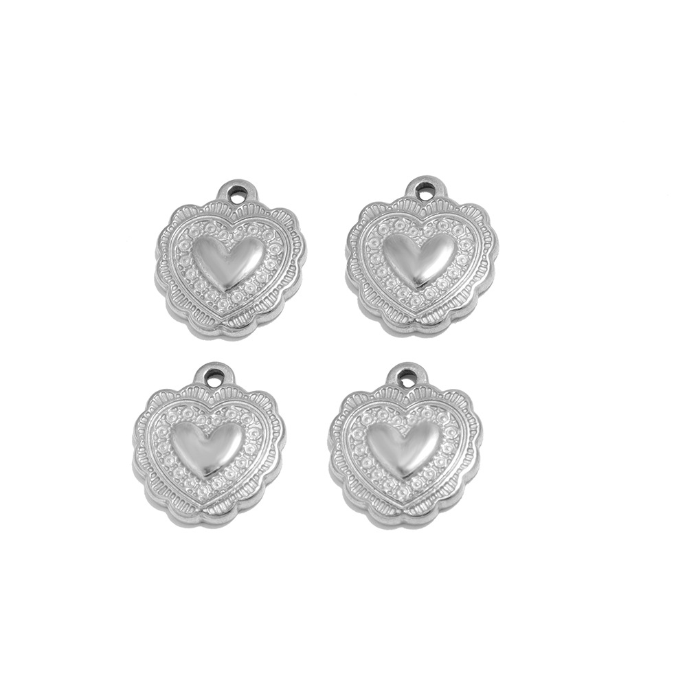 304 Stainless Steel Material 5 PCS/Package 14*16MM 304 Stainless Steel Heart Shape Pendant