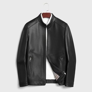 2025 Spring and Autumn New Genuine Leather Jacket Men's Sheepskin High-End Stand Collar Genuine Leather Business Casual Jacket Trendy