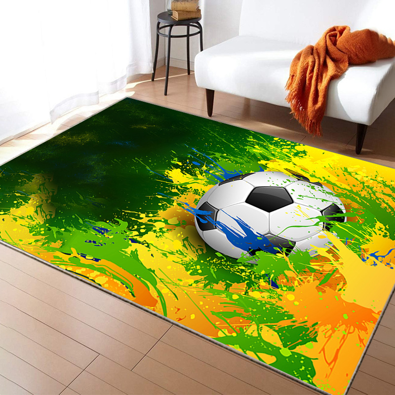 Transfronteriza alfombra de campo de fútbol de dibujos animados dormitorio sala de estar sofá mesa de café alfombra de piso en stock al por mayor