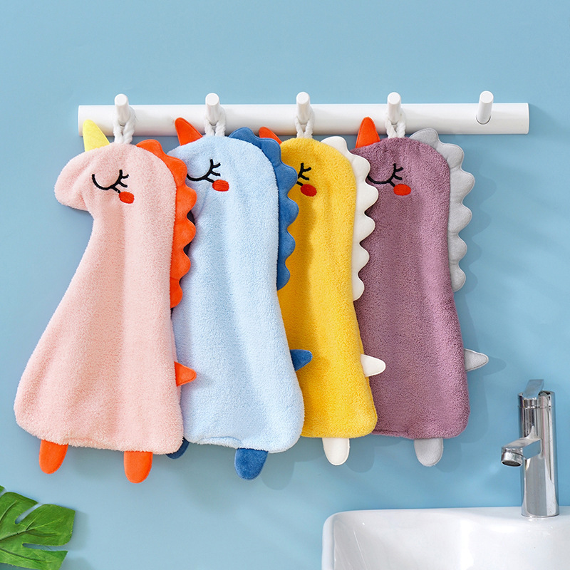 Dinosaur Hand Towel, Cute Hanging Kitchen Hand Towel, Creative Cartoon Kindergarten Children's Towel, Household Hand Wiping Cloth Dinosaur Hand Towel, Cute Hanging Kitchen Hand Towel, Creative Cartoon Kindergarten Children's Towel, Household Hand Wiping Cloth