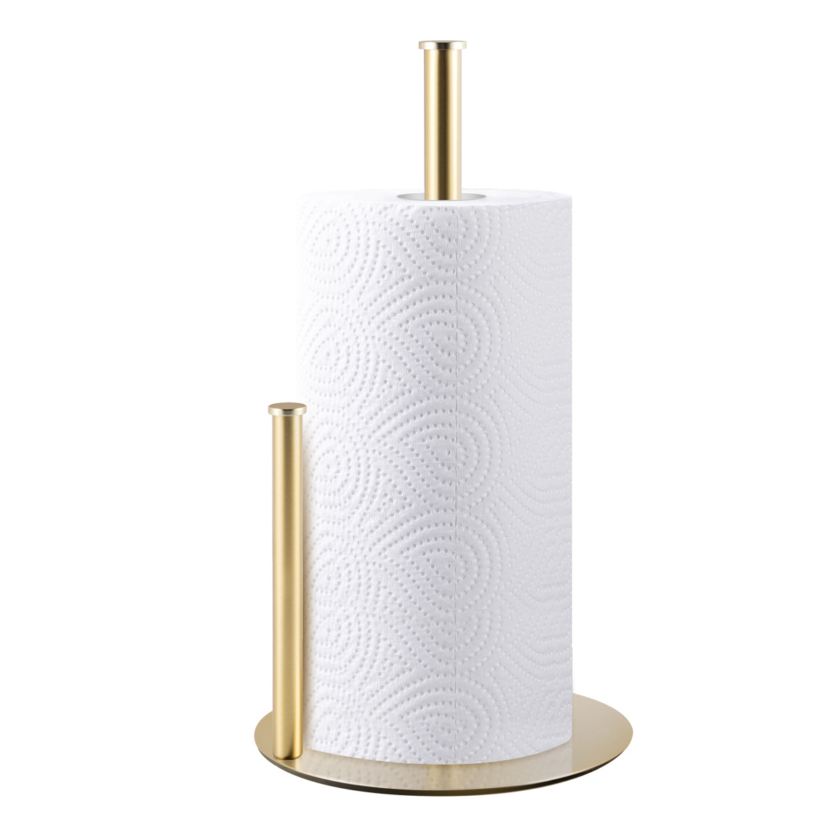 Transfronterizos dorados de doble barra de cocina estante de toallas de papel de escritorio estante de papel de papel de toallas de metal sin perforación estante de papel
