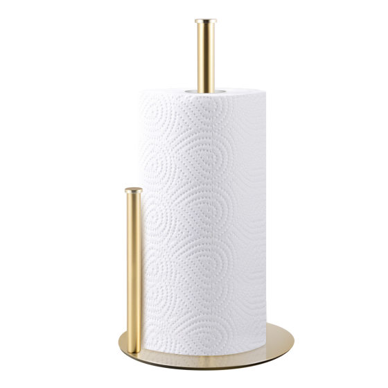 Cross-border Golden Double-pole Kitchen Tissue Rack Desktop Wrap Film Storage Rack Non-perforated Metal Hand Paper Roll Rack