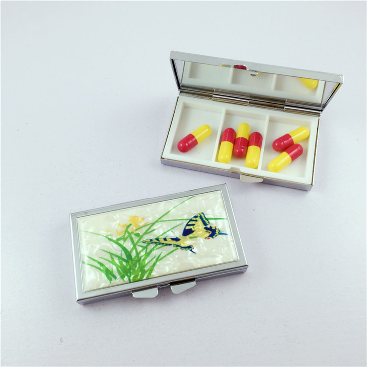 方形礼品药丸盒金属医药盒pillbox 滴胶糖果盒 logo