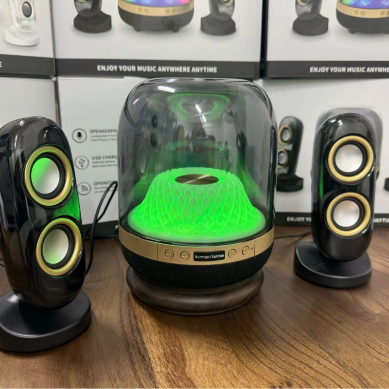 Liu Li 第 4 世代 Bluetooth スピーカー RGB ライト ガラス透明デスクトップコンピュータ高品質サブウーファーワイヤレスサウンド|undefined
