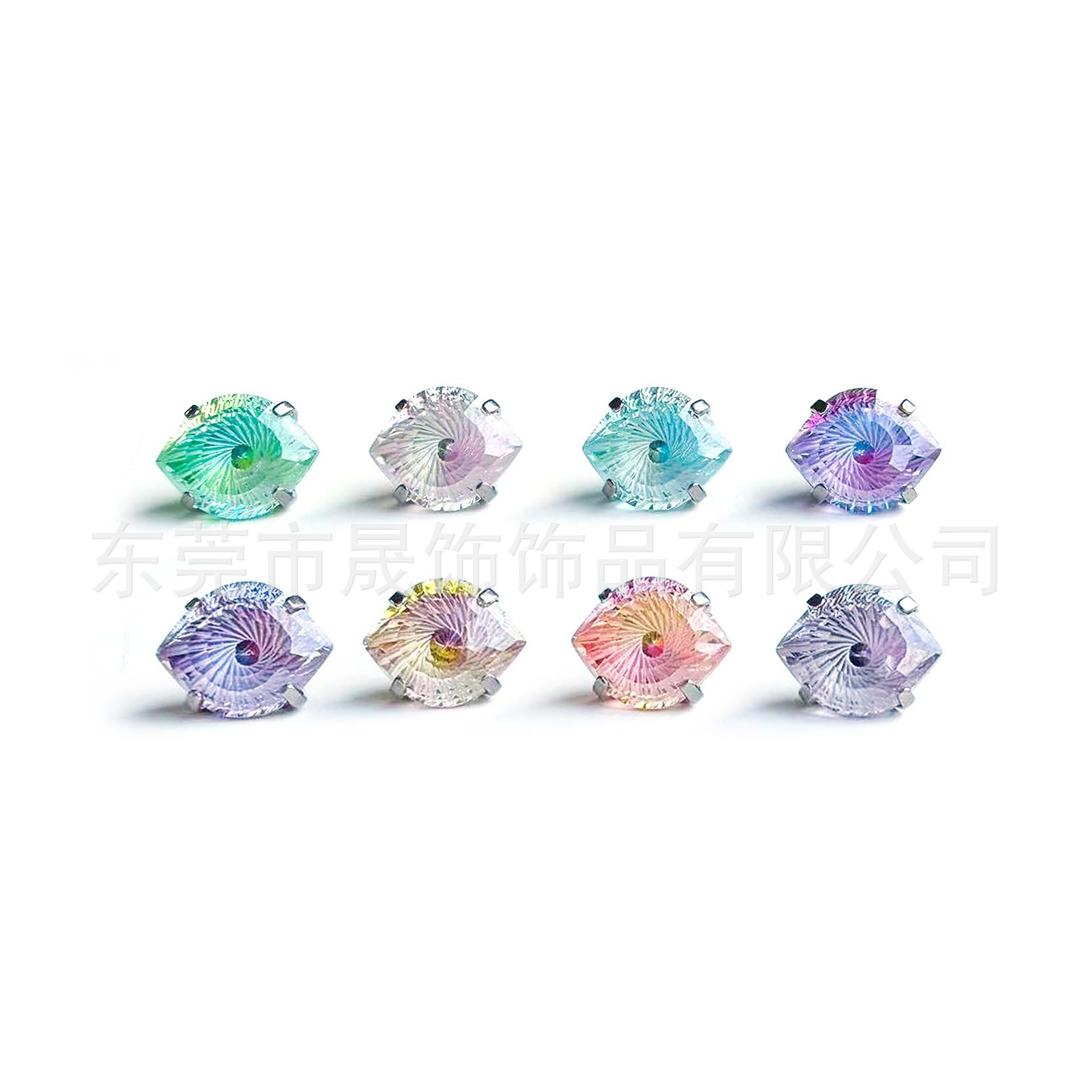 F136 Titanium Alloy Ear Stud 恶魔之眼天使之眼碗底 Prong Studded Cubic Zirconia Labret Stud G23 Piercing Jewelry 头