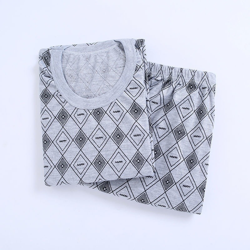 중년, 노인 남성을 위한 가을 옷과 가을 바지 열 속옷 아빠 라운드 넥 얇은 대형 사이즈 노인 스웨터와 바지 정장 남자