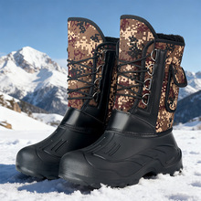 棉鞋男冬季新款加绒加厚高筒雪地靴防水防滑一脚蹬棉靴跨境代发