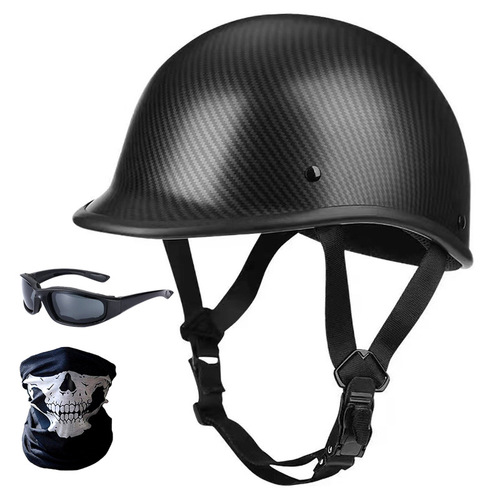 American Retro Motorcycle Half Helmet Men Electric Motorcycle Helmet Half-Domed Harley Helmet Women Safety Hat Carbon Fiber