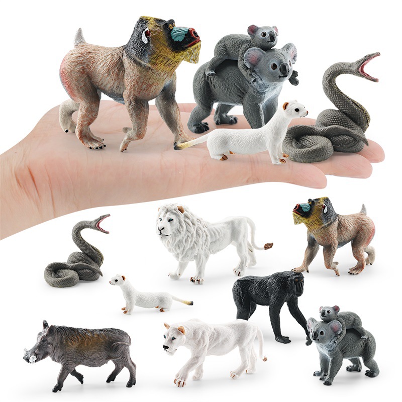 Transfronterizo simulación bosque animal africano blanco León negro corona Macaco hurón Manchuria jabalí Koala Python modelo juguete