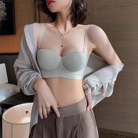 无痕内衣女小胸聚拢收副乳上托防下垂半杯文胸罩无钢圈不空杯美胸