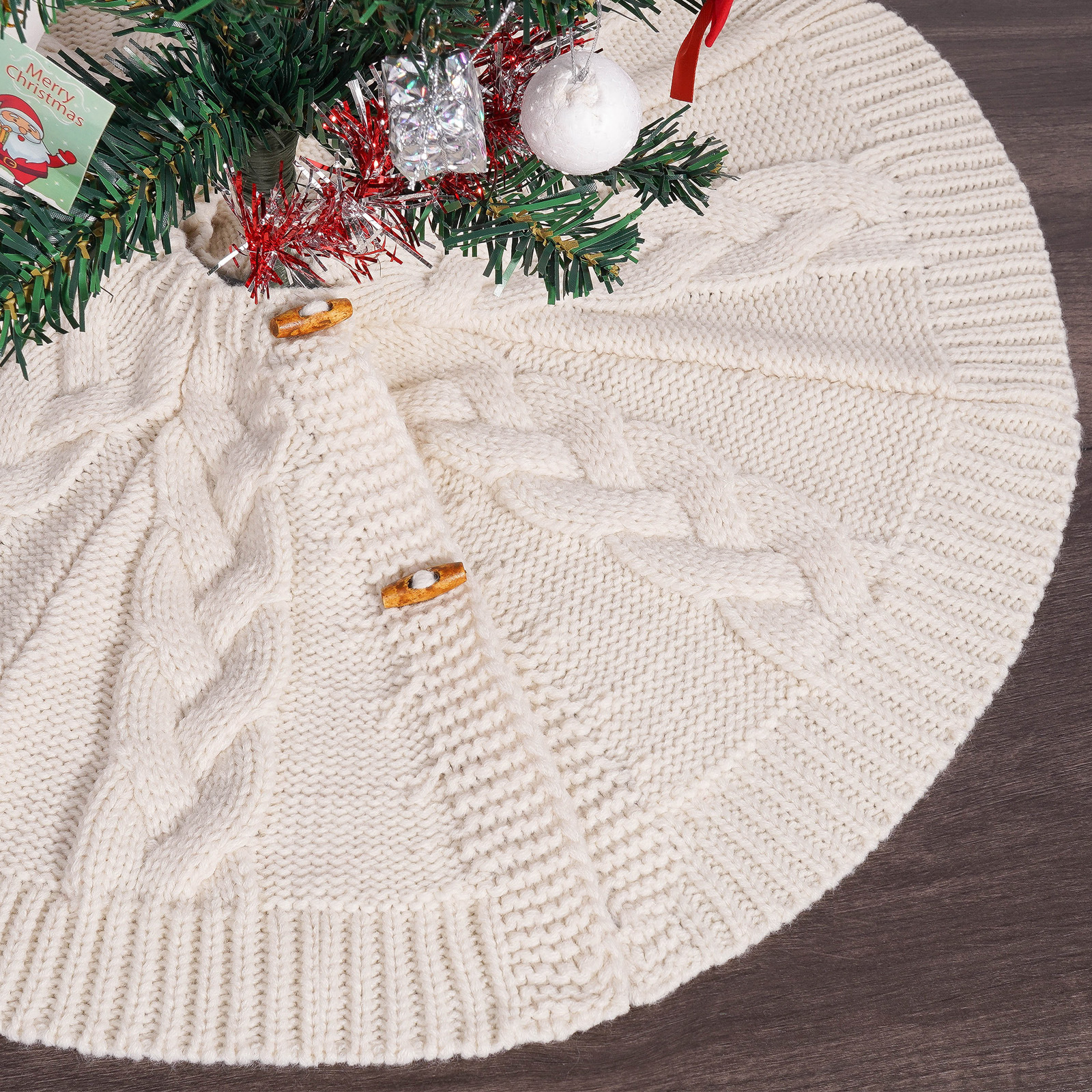 Navidad transfronteriza de punto botones de falda de árbol de Navidad delantal de árbol de Navidad decoraciones de Navidad atmósfera festiva