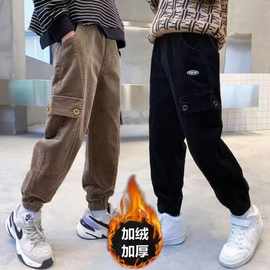 男童裤子春秋卫裤新款冬季中大童秋冬加厚一体休闲儿童灯芯绒长裤