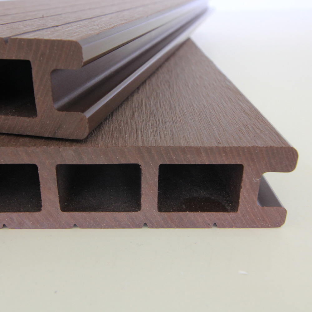 Fábrica de piso de plástico de madera al aire libre agujero cuadrado plástico piso de madera jardín decoración 160*25 placa anticorrosión ecológica madera