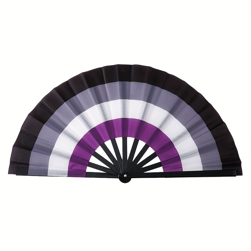 Arco iris de gran tamaño ventilador sonoro fácil de abrir hueso de bambú hueso de plástico color rueda kung fu ventilador de baile ventilador al por mayor