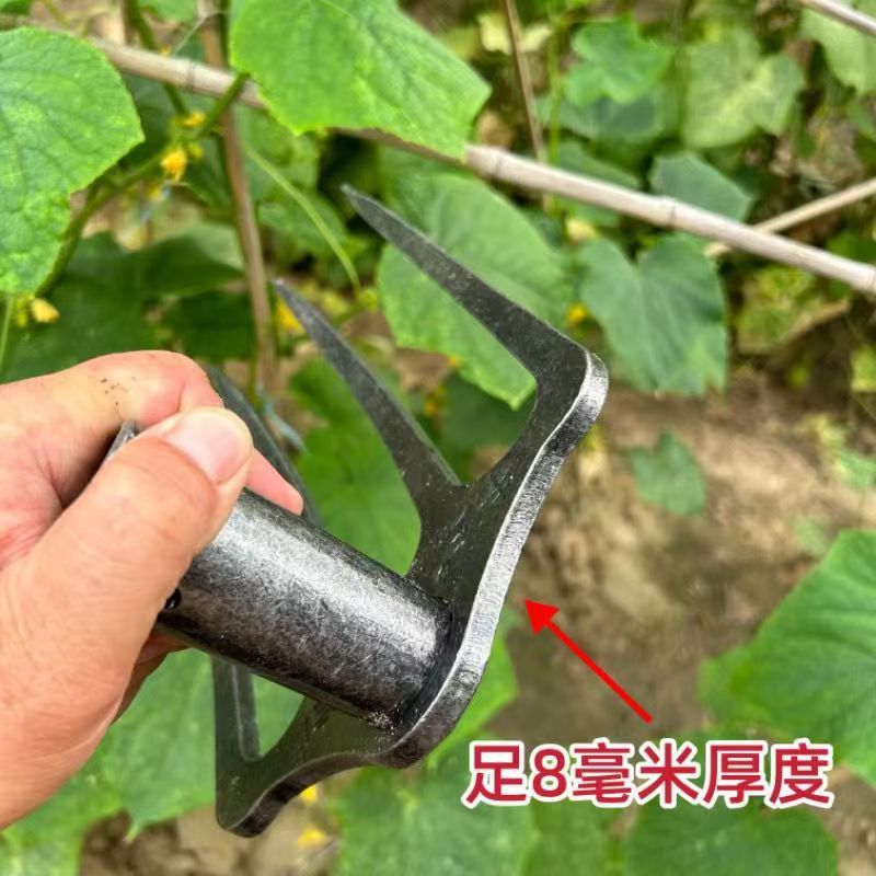加厚65锰钢叉锄镐刨花生刨红薯翻地松土农用老式开荒翻土锻打刨|undefined