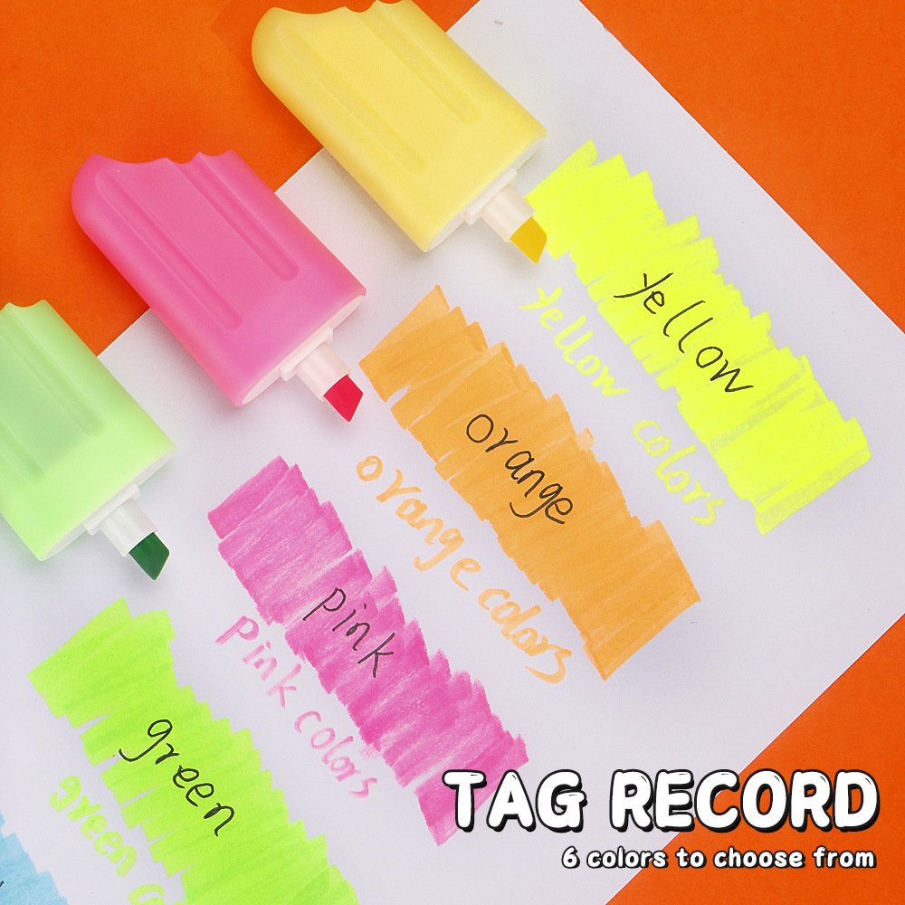 El conjunto de resaltadores de helado se puede plegar para estudiantes de dibujos animados creativos dibujos de dibujos animados a mano marcadores de graffiti marcadores