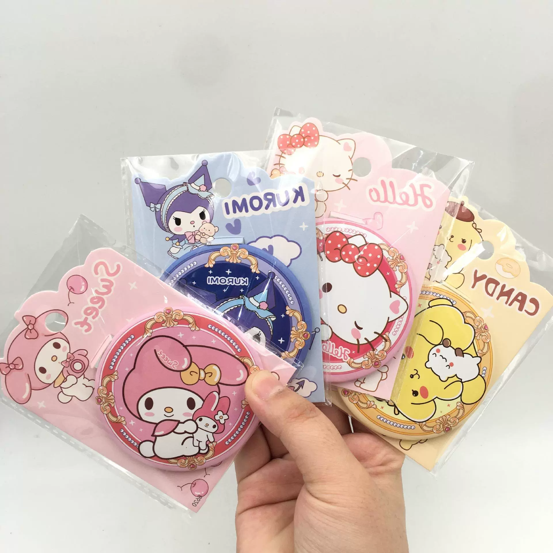 Sanrio, cute high quality handheld portable round mirror