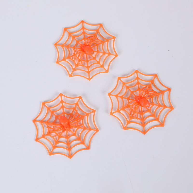 Mini telaraña de halloween, pequeña telaraña de color, dibujos animados de plástico, pequeña telaraña, accesorios decorativos a mano DIY