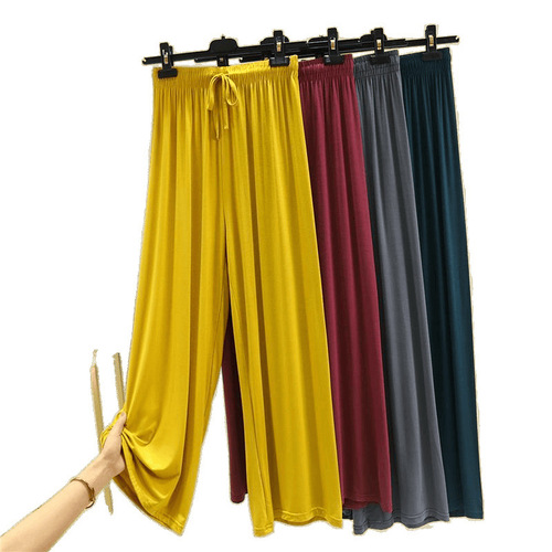 High-waisted flowing loose plus-size slimming wide-leg pants for women, summer versatile long pants with a draping effect, casual straight-leg pants