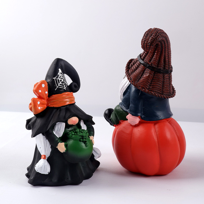 国境を越えた新製品ハロウィーン豊作祭手作り樹脂工芸品カボチャ夫婦小人像家庭装飾品|undefined