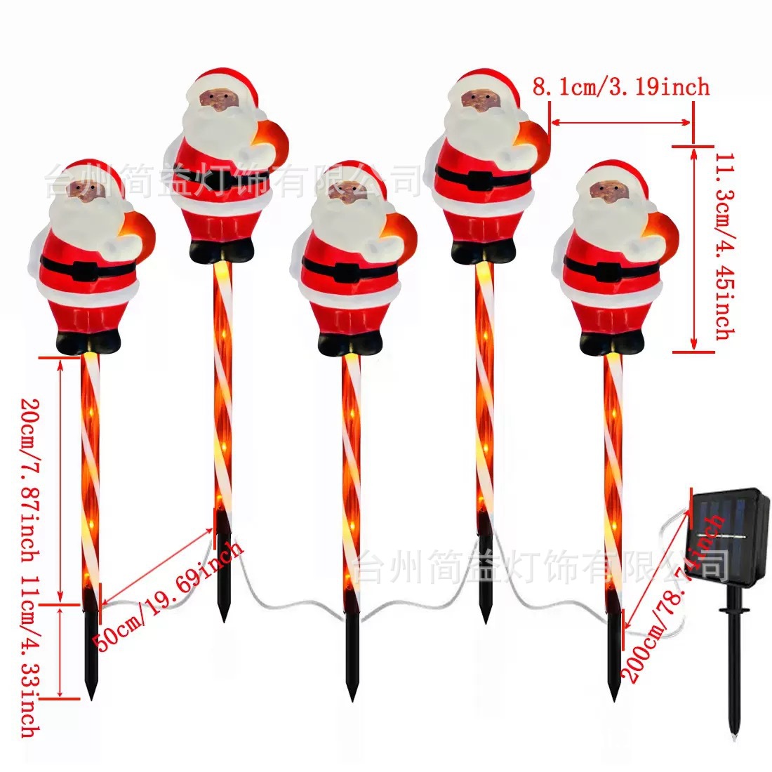 Un remolque de cinco mochilas Papá Noel - tubo rojo - energía solar