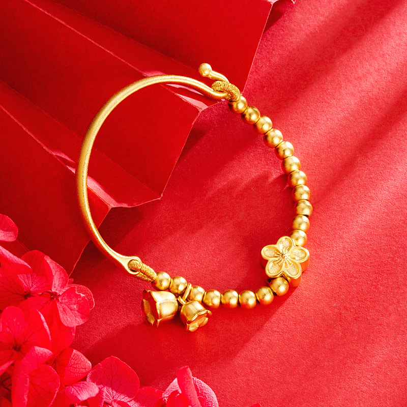 Vietnam oro vintage orquídea media pulsera nacional moda melocotón flor pulsera imitación oro antiguo oro artesanía accesorios pulsera