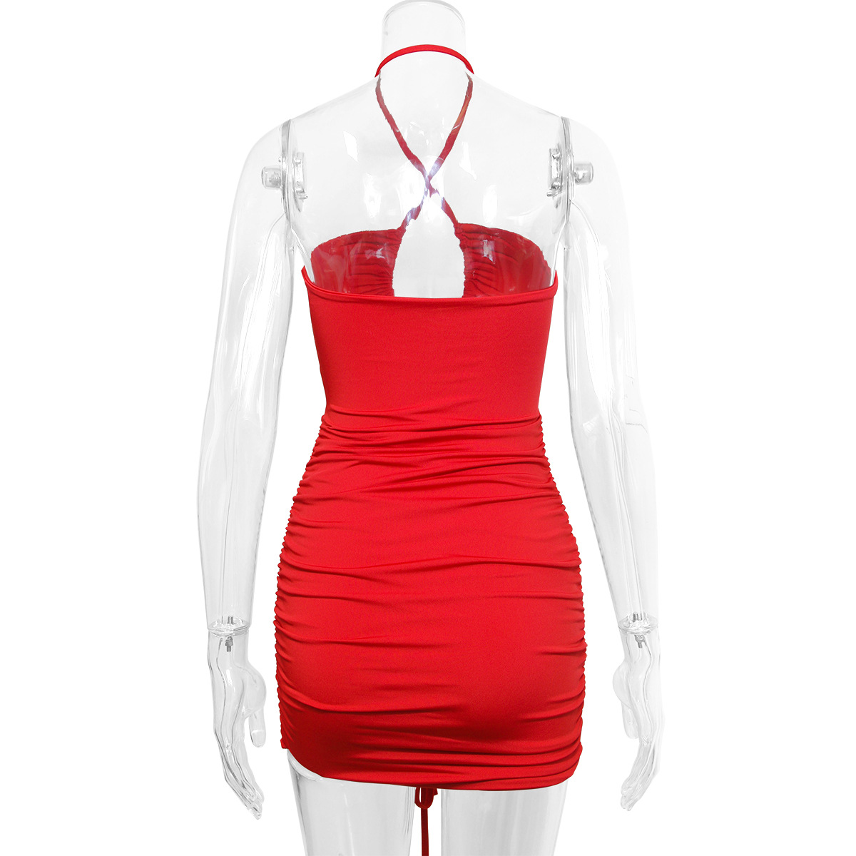263g Weight Short Mini Dress Dress Length Type Sleeveless Sleeve Length Sheath Dress Dresses Type Spandex, Polyester Fabric Type Mid Waist Waist Line Holiday, Nightclub Occasion Halter Neck Neckline Skinny Fit Type Solid Color Pattern Summer, Spring Season Women's Gender Sexy Style Wholesale Women's Sexy Solid Color Holiday Nightclub Halter Neck Sleeveless Sheath Dress 15