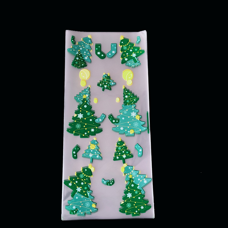 Fábrica al por mayor OPP bolsillo plano bolsa de plástico transparente bolsa de embalaje de regalo de Navidad galleta bolsa de embalaje de dulces de Navidad