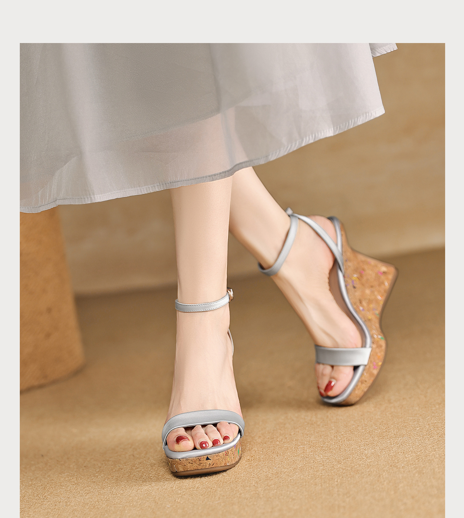 Sandal cao gót nữ quai ngang hở mũi đế xuồng gót 9 cm — màu đen, bạc chi tiết 15