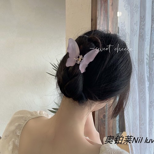 New Super Fairy Butterfly Half Hair Clip Women's Frosted Hair Clip Small Clip Shark Clip Headwear at the Back of the Head