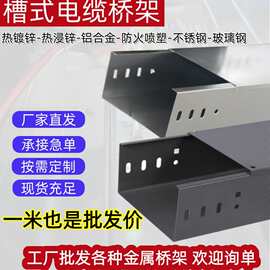 工业线槽钢制金属防火喷塑桥架100*75  100*200 水平槽式电缆桥架