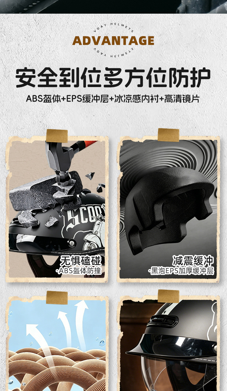 VD cross-border genuine helmet for electric motorcycles, 3C certified, suitable for commuting, summer sun protection, half helmet, all-season safety helmet