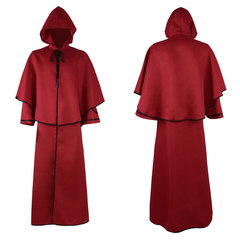 Cross-border Halloween Medieval 5-color Hooded Cloak Retro Guide Robe Witch Death Cloak Cosplay