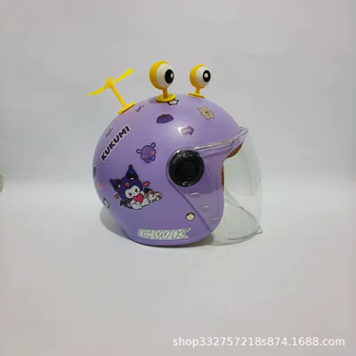 Motosiklet kaskı (dəbilqə): Years Old, Windproof and Warm on All - purple-kurometransparent-long-mirroryellow-eyesyellow-windmill-3c-children-1-6-years-old-wl07