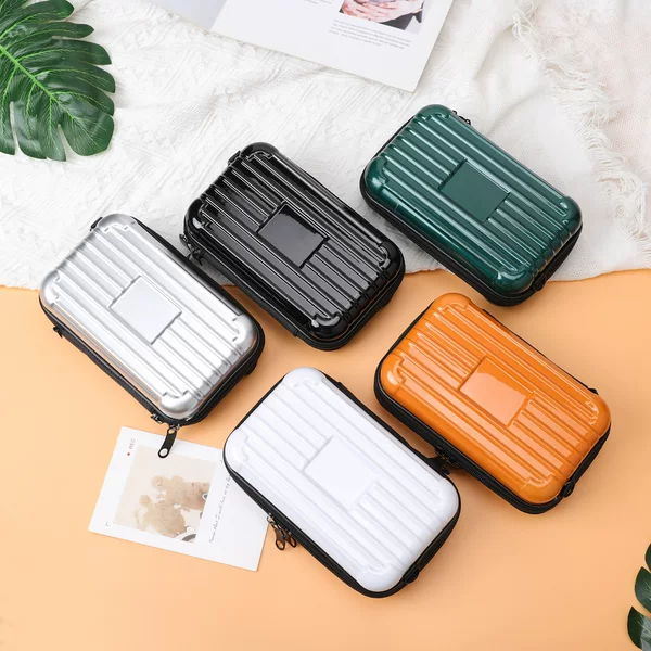 Hard shell square LOGO cosmetic bag mini cosmetic bag 7 inch hand bag portable storage bag PC wash