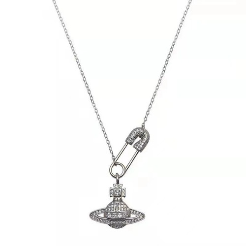 Queen Mother Vivian's full-diamond brooch chain Saturn necklace with huge sparkle and high version of small fragrant style necklace.