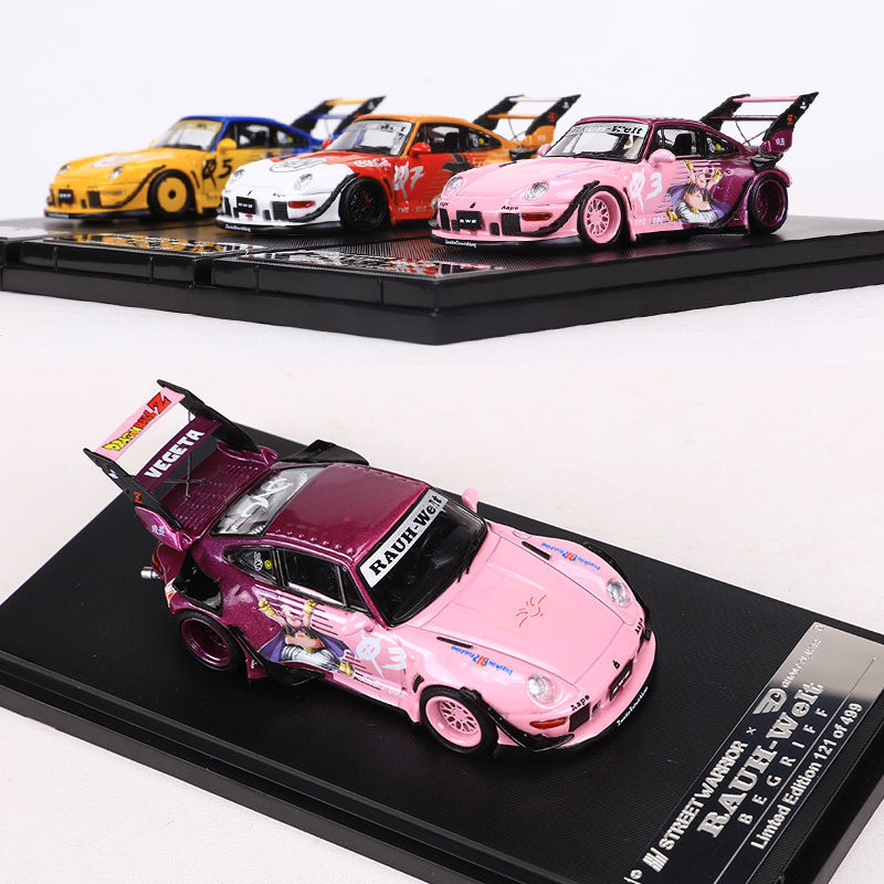 SW 1:64 포르쉐 RWB993 와이드 바디 수정 하이 테일 애니메이션 코팅 시뮬레이션 합금 자동차 모델