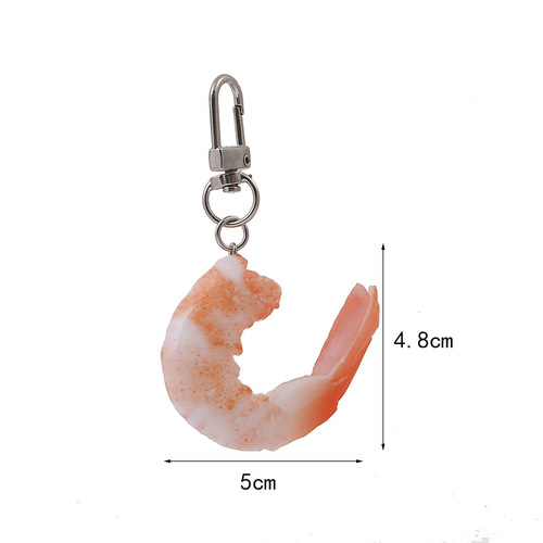 New PVC simulation shrimp keychain creative food base shrimp bag pendant fun food toy model pendant