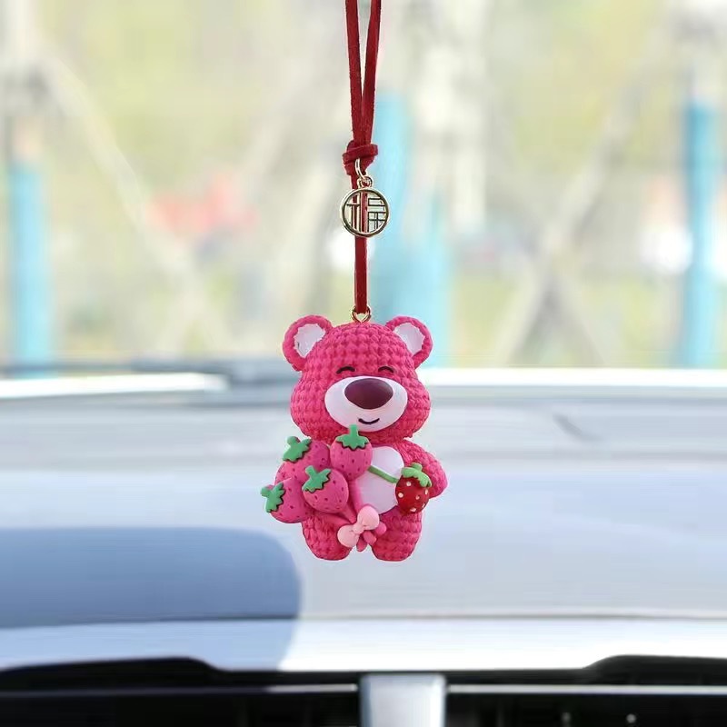 Creative cartoon car pendant cute bear Car Rearview mirror pendant safe car pendant decoration supplies for women