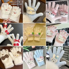 新款复古文艺格子kitty手套女冬季2025新款保暖学生骑行户外防寒