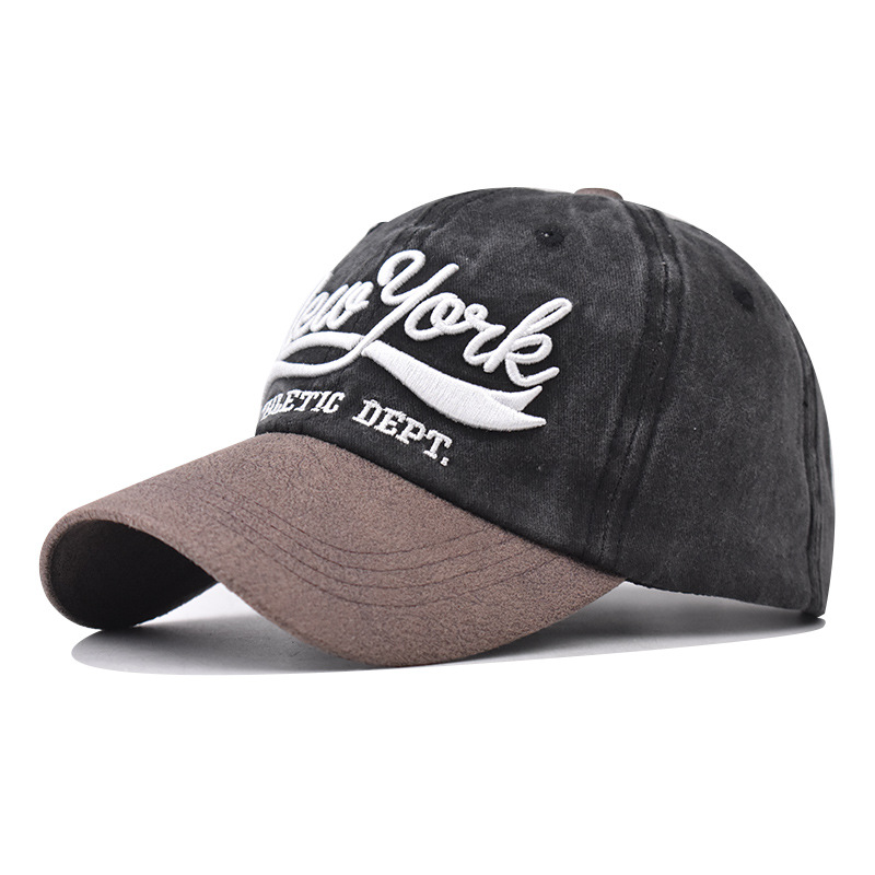 Gorra de béisbol de algodón transfronterizo lavado NUEVA YORK gorra de béisbol deportiva bordada grande personalidad de comercio exterior gorra de pico