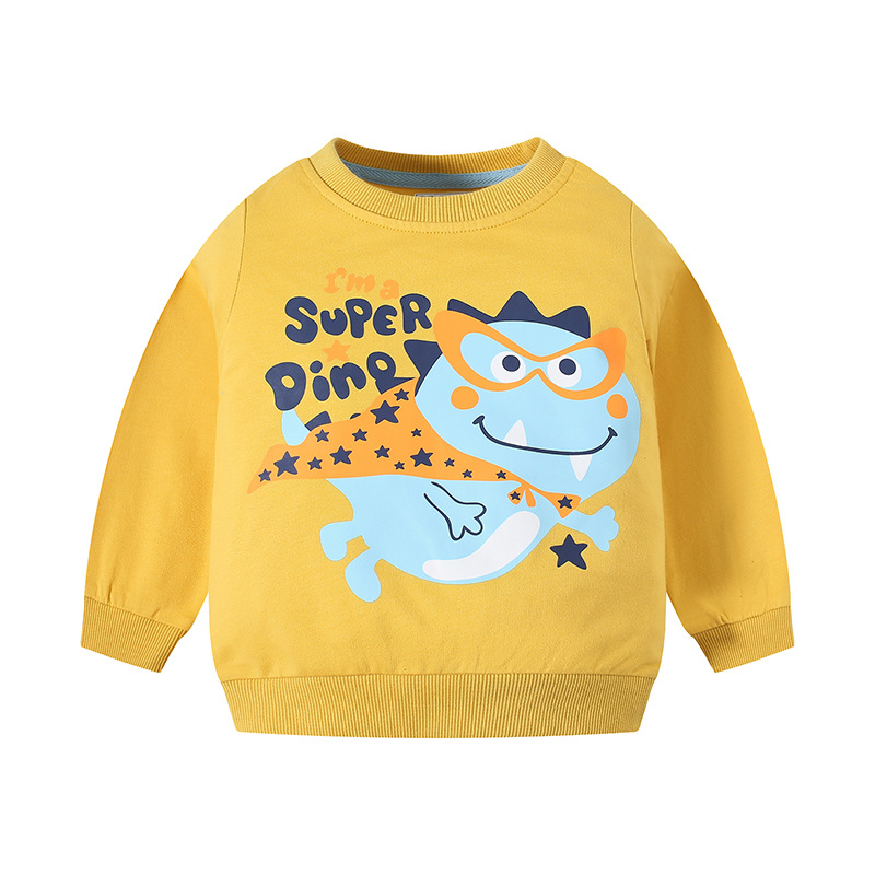 Ropa infantil de alta calidad 2026, ropa de otoño para niños, sudadera con letras de dibujos animados estilo coreano, suéter infantil de manga larga, venta al por mayor