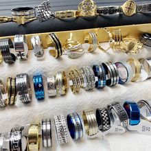 跨境欧美不锈钢戒指保色好时尚简约男女中性指环素圈潮男戒尾戒