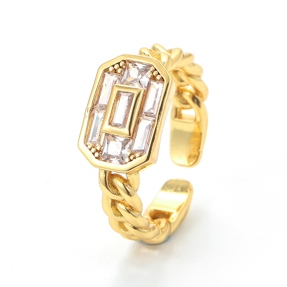 Birthday Occasion Copper Material Fashion Retro Hollow Diamond-encrusted Zircon Copper Ring