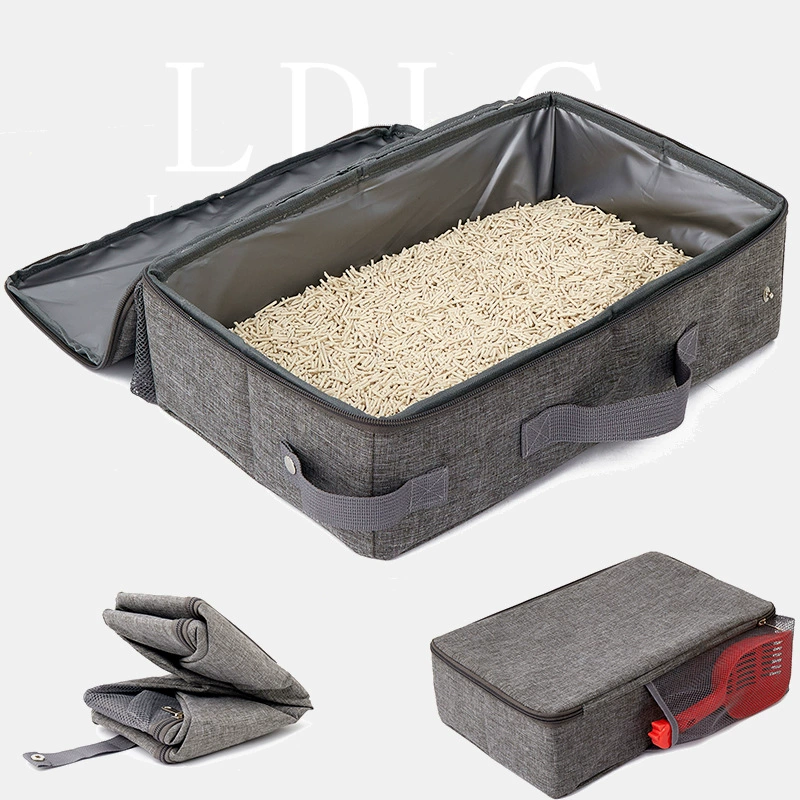 Портативный одноразовый лоток для кошек, складной, из ткани Оксфорд, водонепроницаемый, переносной туалет для кошек, дорожный лоток для кошек