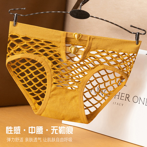 Underwear women's sensual temptation large size online celebrity live broadcast new mid-waist metal breathable briefs factory direct sales