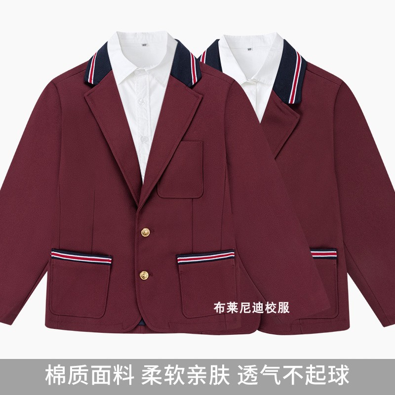 Blainiandi School Uniforms for Boys and Girls Navy Blue Children's Blazer Crimson Red Suit Jacket for Older Children 13Z104