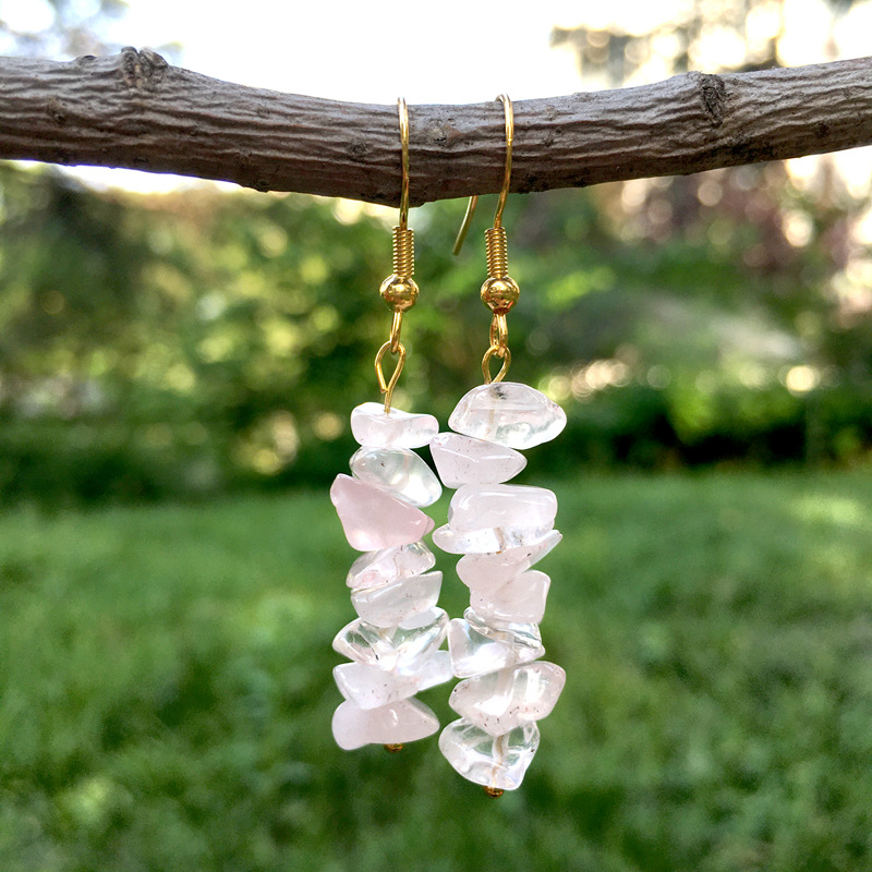 Simple Style Irregular Crystal Beaded Drop Earrings 1 Pair display picture 3